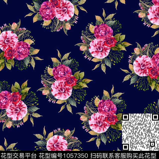 黑底花卉数码华亿平台民族风数码印花华亿平台下载（图片编号: 1057350） - 瓦栏（Walan）