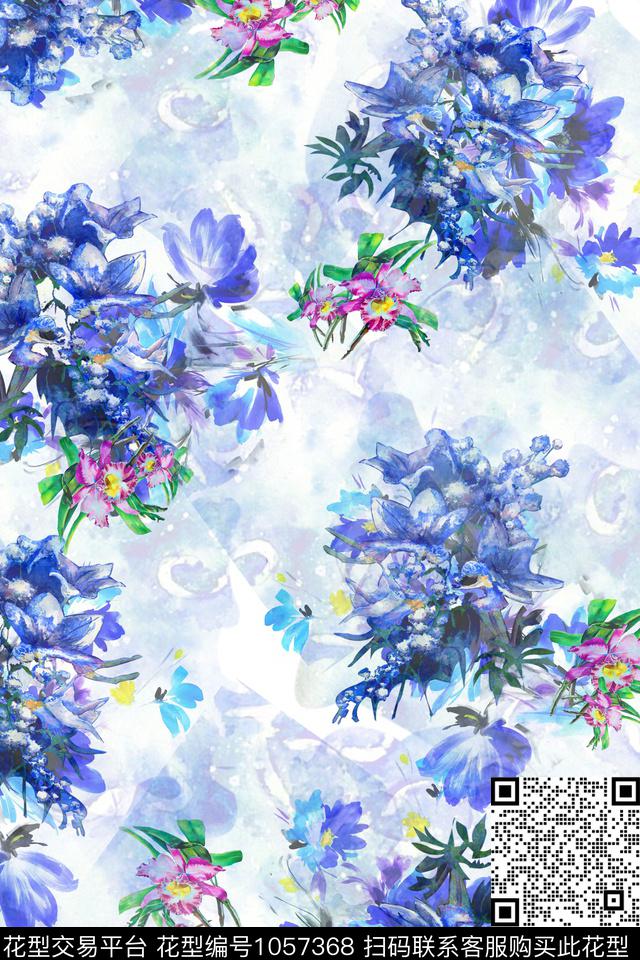 数码华亿平台春夏华亿平台写实花卉数码印花华亿平台下载（图片编号: 1057368） - 瓦栏（Walan）