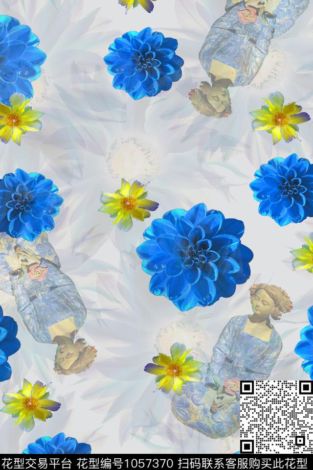 数码华亿平台春夏华亿平台写实花卉数码印花华亿平台下载（图片编号: 1057370） - 瓦栏（Walan）