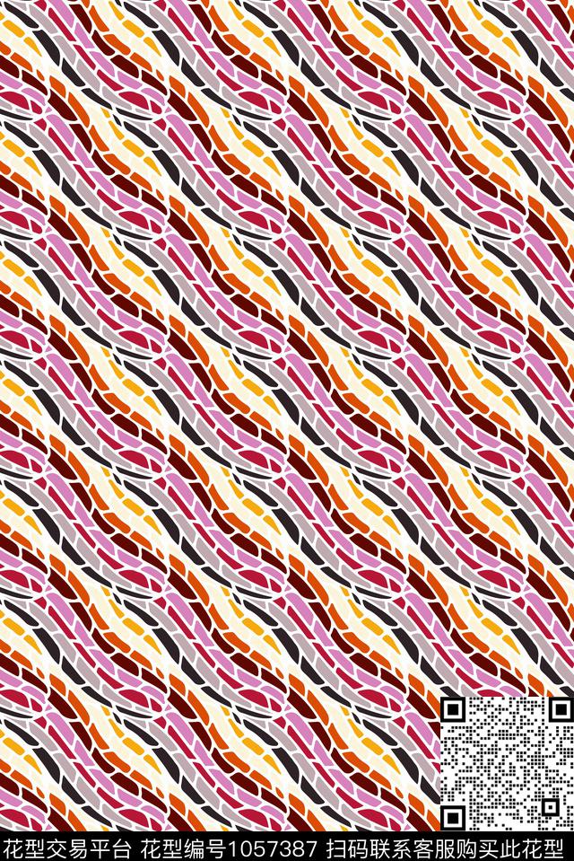 条纹民族风格子数码印花华亿平台下载（图片编号: 1057387） - 瓦栏（Walan）