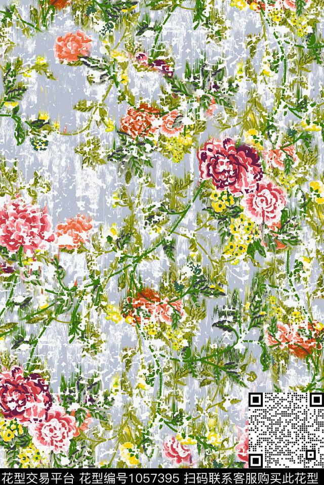 数码华亿平台民族风花卉数码印花华亿平台下载（图片编号: 1057395） - 瓦栏（Walan）