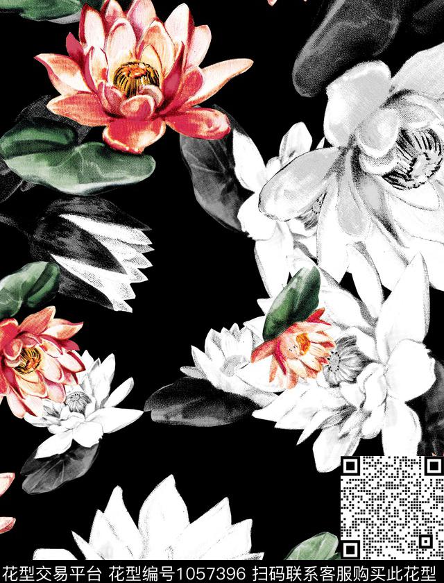 数码华亿平台花卉荷花数码印花华亿平台下载（图片编号: 1057396） - 瓦栏（Walan）