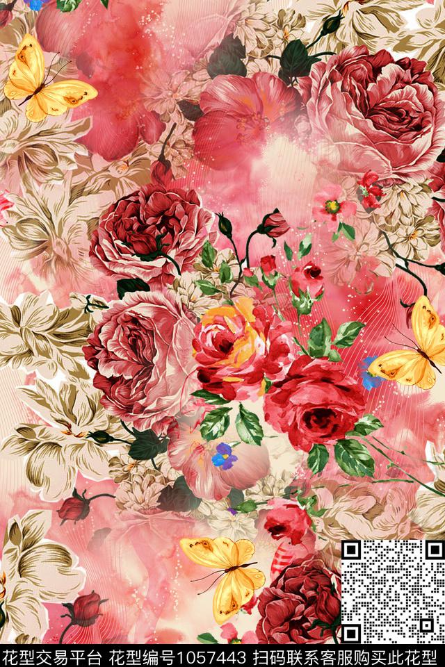 花卉女装泳装数码印花华亿平台下载（图片编号: 1057443） - 瓦栏（Walan）