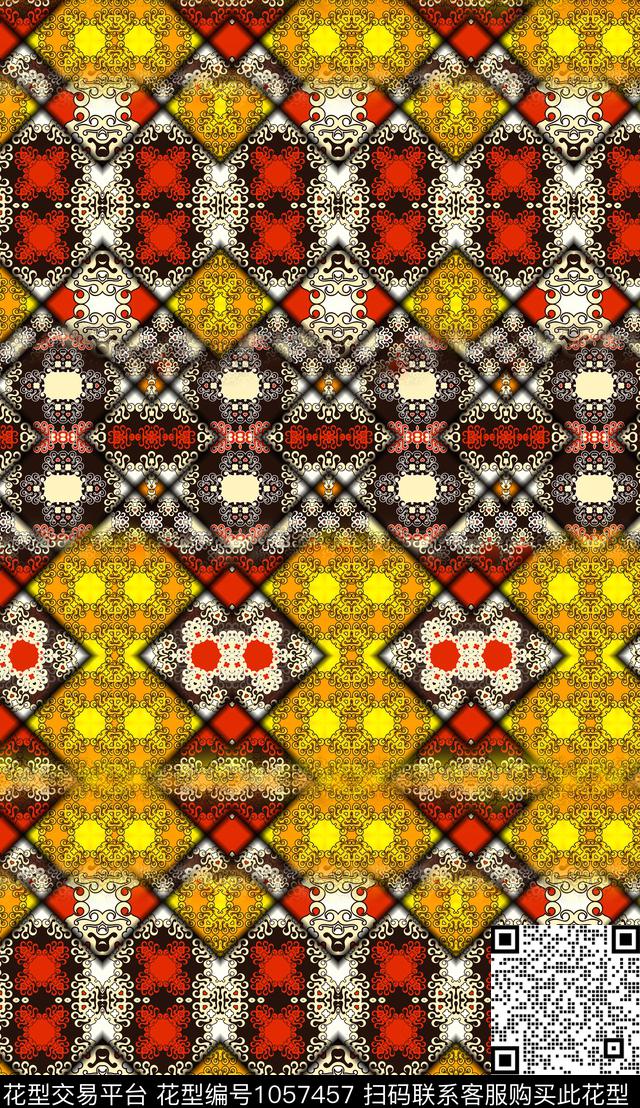 数码华亿平台波西米亚定位花数码印花华亿平台下载（图片编号: 1057457） - 瓦栏（Walan）