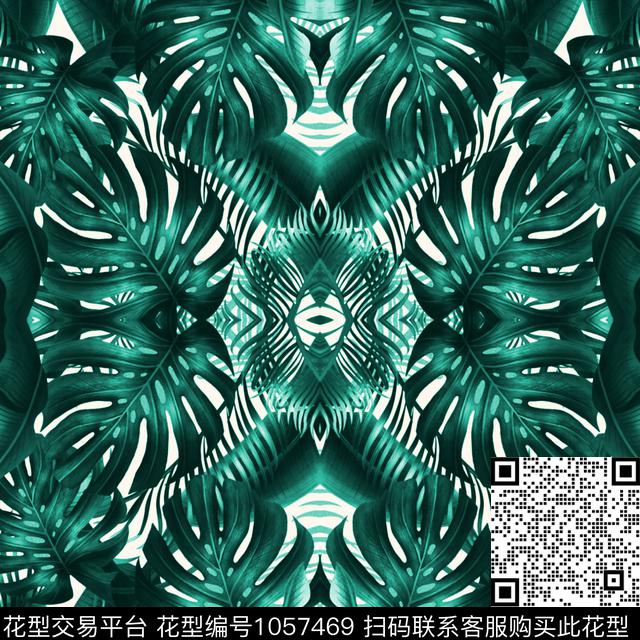 数码华亿平台绿植树叶大牌风数码印花华亿平台下载（图片编号: 1057469） - 瓦栏（Walan）