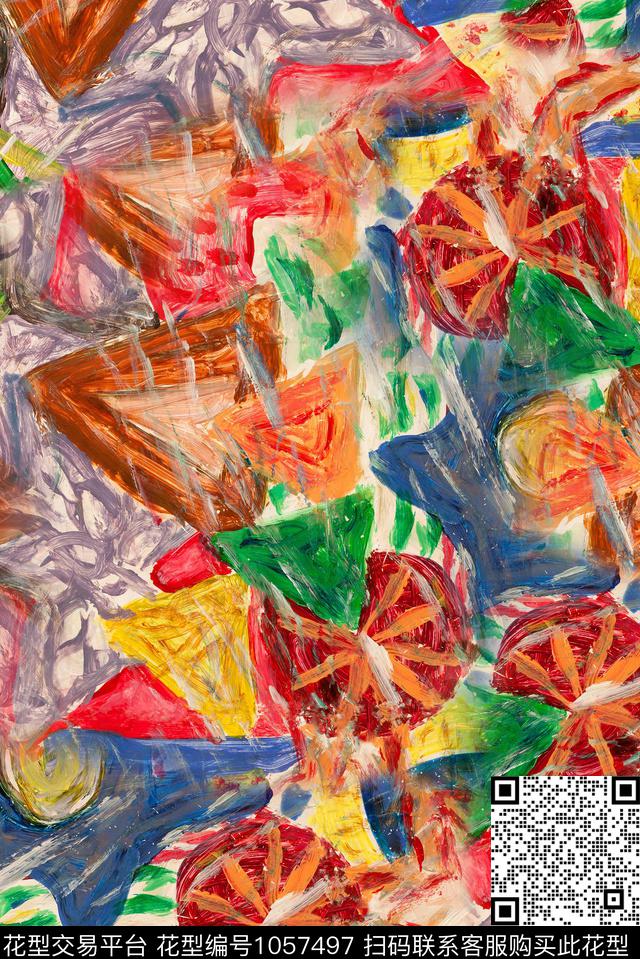 油画华亿平台抽象数码印花华亿平台下载（图片编号: 1057497） - 瓦栏（Walan）