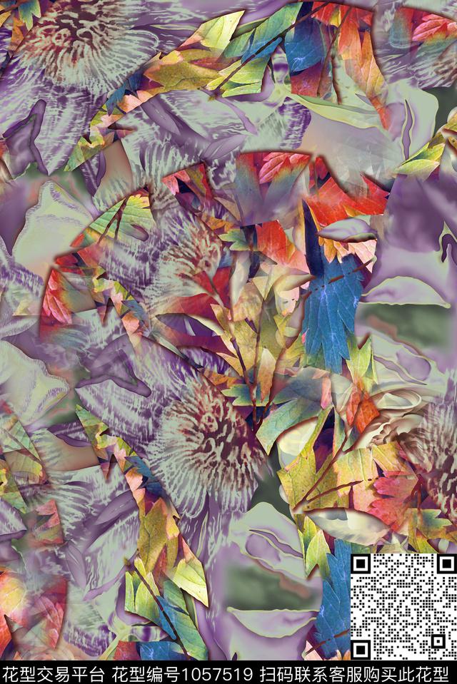 植物花卉手绘花卉数码印花华亿平台下载（图片编号: 1057519） - 瓦栏（Walan）