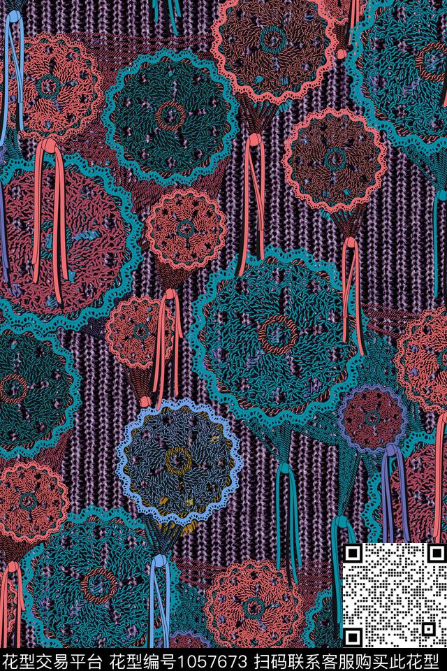 民族风毛线绣花华亿平台数码印花华亿平台下载（图片编号: 1057673） - 瓦栏（Walan）