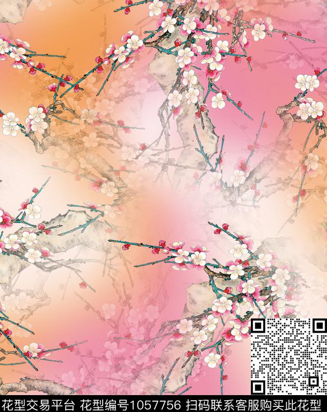 数码华亿平台旗袍桃花数码印花华亿平台下载（图片编号: 1057756） - 瓦栏（Walan）