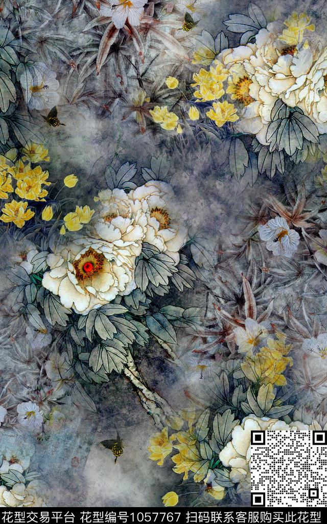 花卉手绘花卉油画华亿平台数码印花华亿平台下载（图片编号: 1057767） - 瓦栏（Walan）