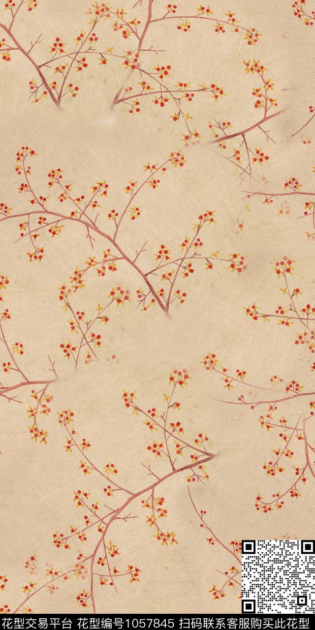 抽象花卉小碎花手绘花卉数码印花华亿平台下载（图片编号: 1057845） - 瓦栏（Walan）