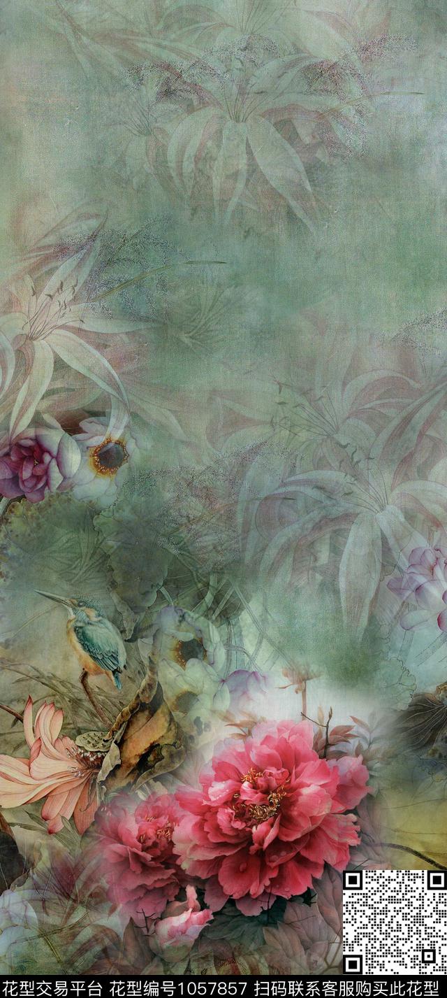 花卉手绘花卉油画华亿平台数码印花华亿平台下载（图片编号: 1057857） - 瓦栏（Walan）