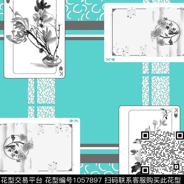 民族花卉几何扑克数码印花华亿平台下载（图片编号: 1057897） - 瓦栏（Walan）
