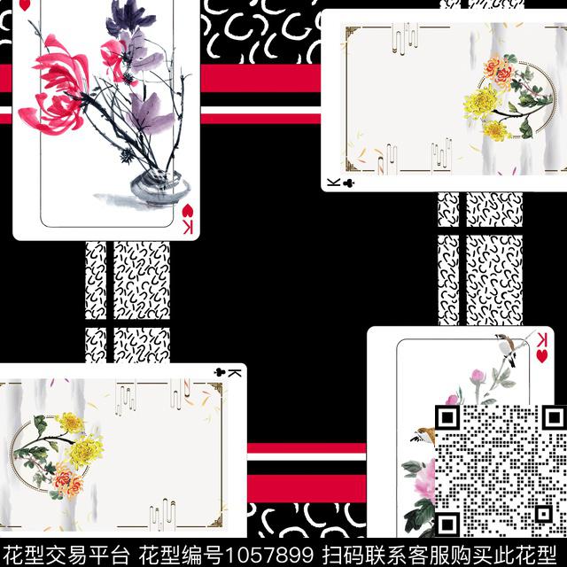 民族花卉几何扑克数码印花华亿平台下载（图片编号: 1057899） - 瓦栏（Walan）
