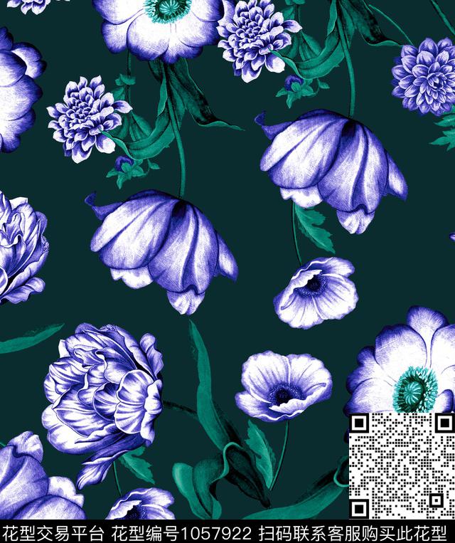 数码华亿平台花卉大牌风数码印花华亿平台下载（图片编号: 1057922） - 瓦栏（Walan）