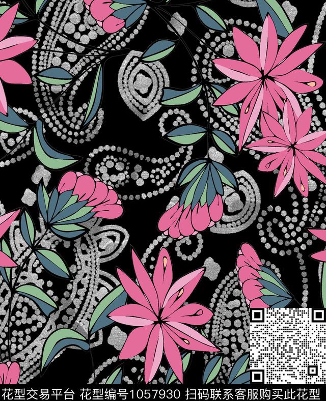数码华亿平台花卉大牌风数码印花华亿平台下载（图片编号: 1057930） - 瓦栏（Walan）