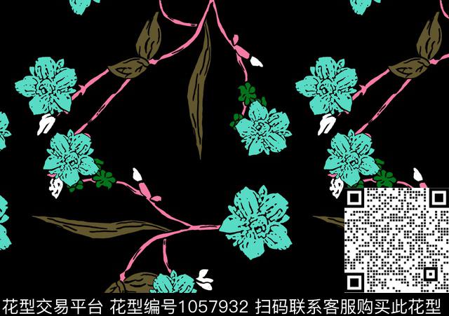 民族风抽象花卉数码印花华亿平台下载（图片编号: 1057932） - 瓦栏（Walan）