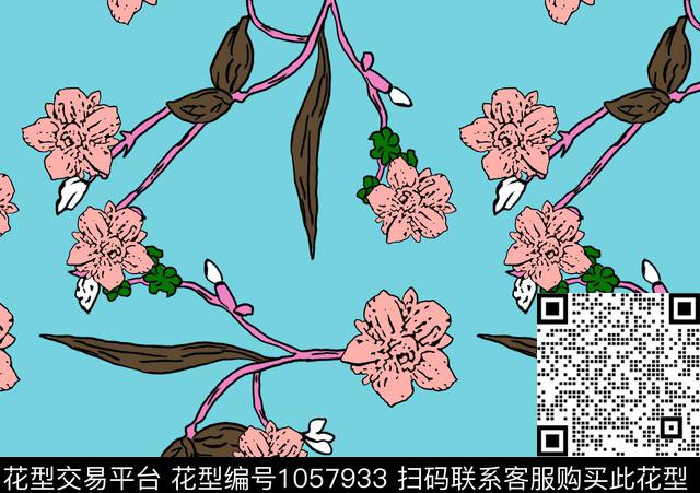 民族风抽象花卉数码印花华亿平台下载（图片编号: 1057933） - 瓦栏（Walan）