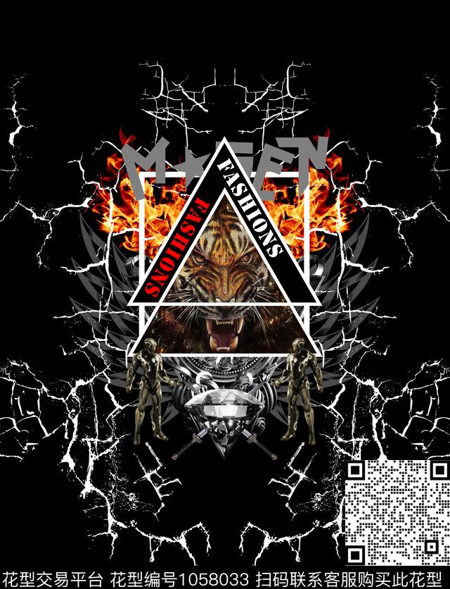 涂鸦男装定位花数码印花华亿平台下载（图片编号: 1058033） - 瓦栏（Walan）