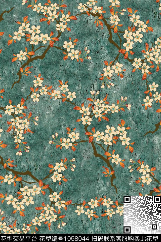 数码华亿平台花卉几何数码印花华亿平台下载（图片编号: 1058044） - 瓦栏（Walan）