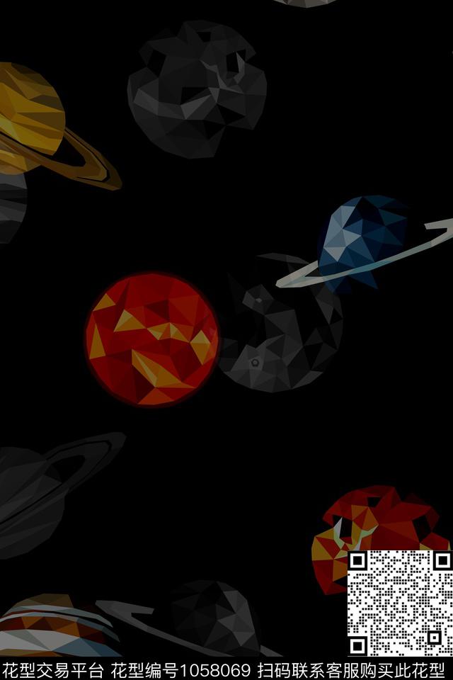 抽象男装几何宇宙星球数码印花华亿平台下载（图片编号: 1058069） - 瓦栏（Walan）