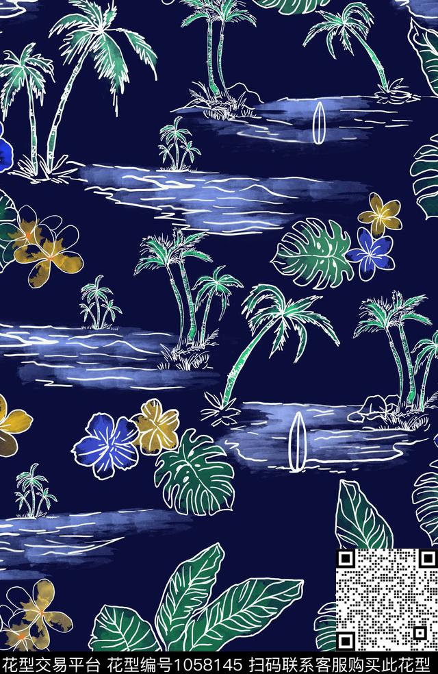 休闲男装花卉传统印花华亿平台下载（图片编号: 1058145） - 瓦栏（Walan）