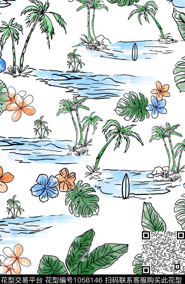 休闲男装花卉传统印花华亿平台下载（图片编号: 1058146） - 瓦栏（Walan）