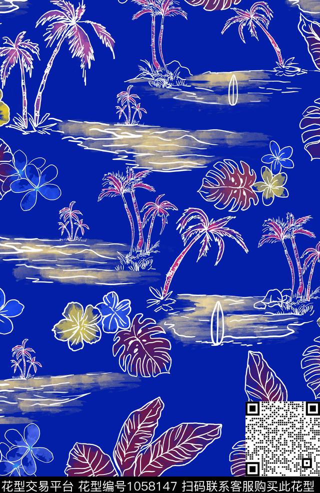 休闲男装花卉传统印花华亿平台下载（图片编号: 1058147） - 瓦栏（Walan）