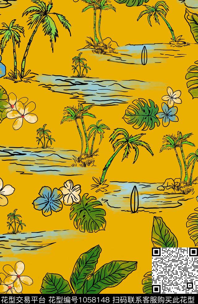 休闲男装花卉传统印花华亿平台下载（图片编号: 1058148） - 瓦栏（Walan）