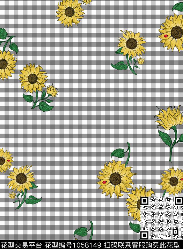 格子花卉女装传统印花华亿平台下载（图片编号: 1058149） - 瓦栏（Walan）