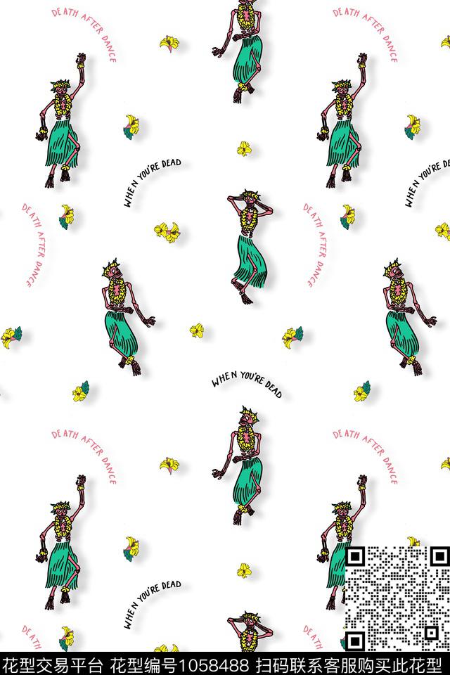 骷髅抽象男装数码印花华亿平台下载（图片编号: 1058488） - 瓦栏（Walan）