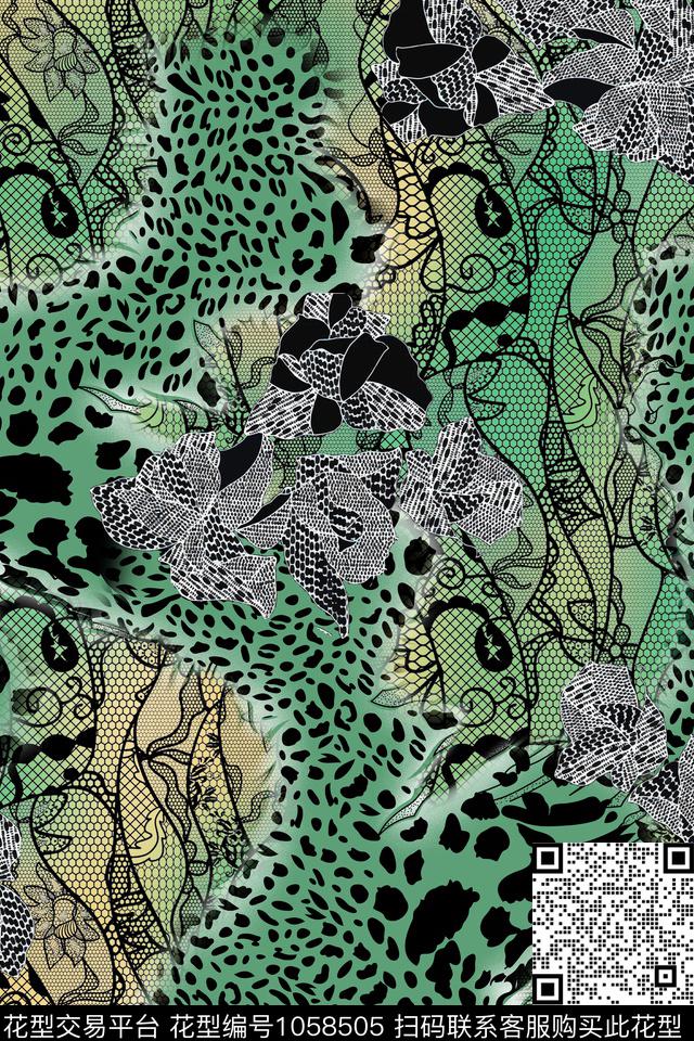 肌理豹纹网布蕾丝数码印花华亿平台下载（图片编号: 1058505） - 瓦栏（Walan）