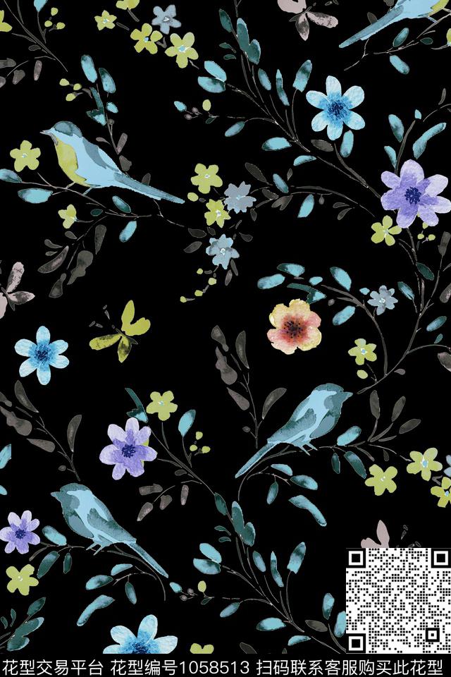 花卉水彩花卉小碎花数码印花华亿平台下载（图片编号: 1058513） - 瓦栏（Walan）