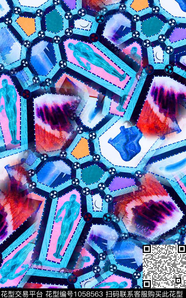 数码华亿平台抽象几何数码印花华亿平台下载（图片编号: 1058563） - 瓦栏（Walan）