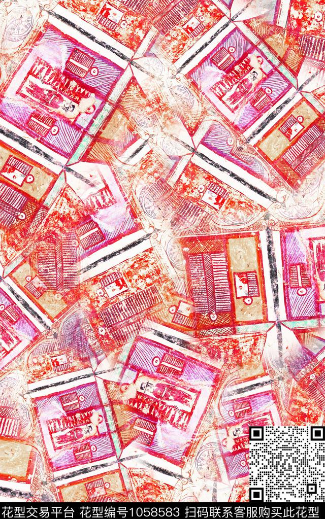 数码华亿平台涂鸦抽象数码印花华亿平台下载（图片编号: 1058583） - 瓦栏（Walan）