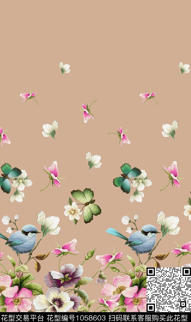 淑女大花花卉数码印花华亿平台下载（图片编号: 1058603） - 瓦栏（Walan）