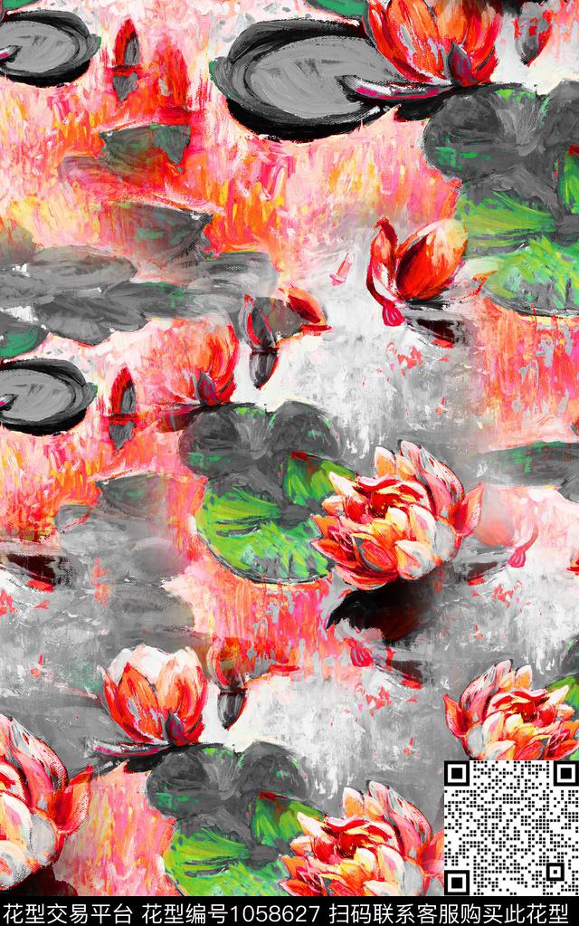 民族风抽象花卉数码印花华亿平台下载（图片编号: 1058627） - 瓦栏（Walan）