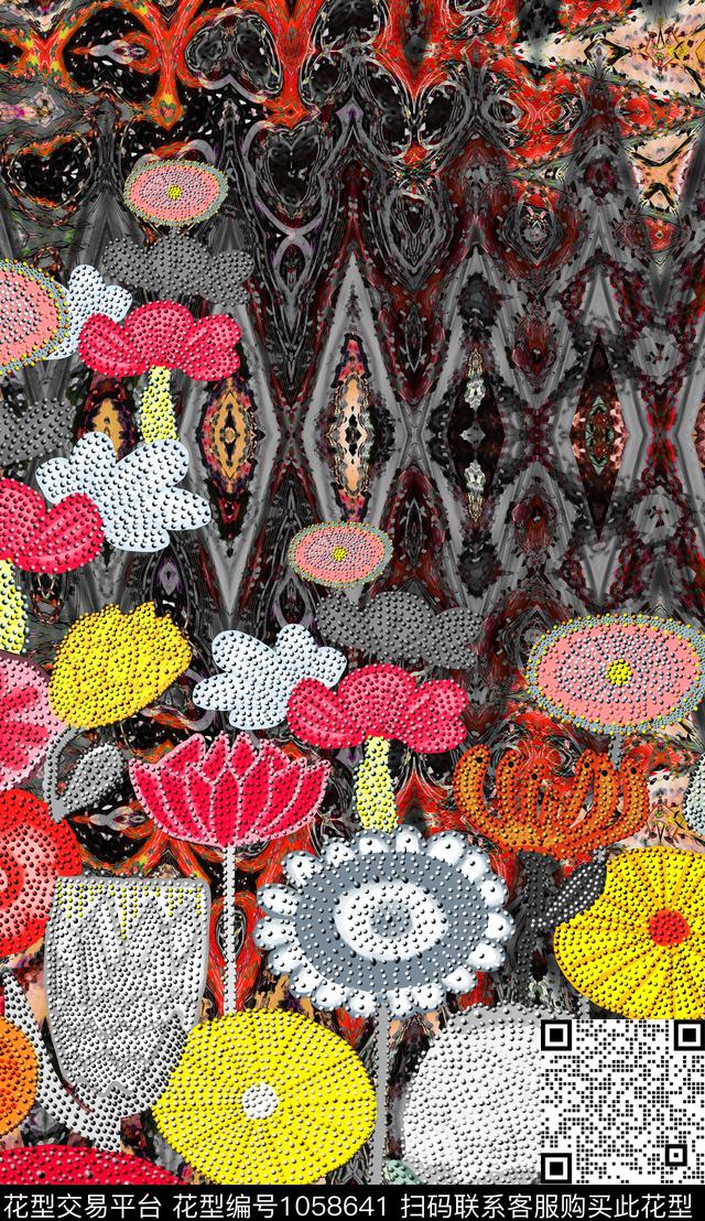 数码华亿平台民族风定位花数码印花华亿平台下载（图片编号: 1058641） - 瓦栏（Walan）