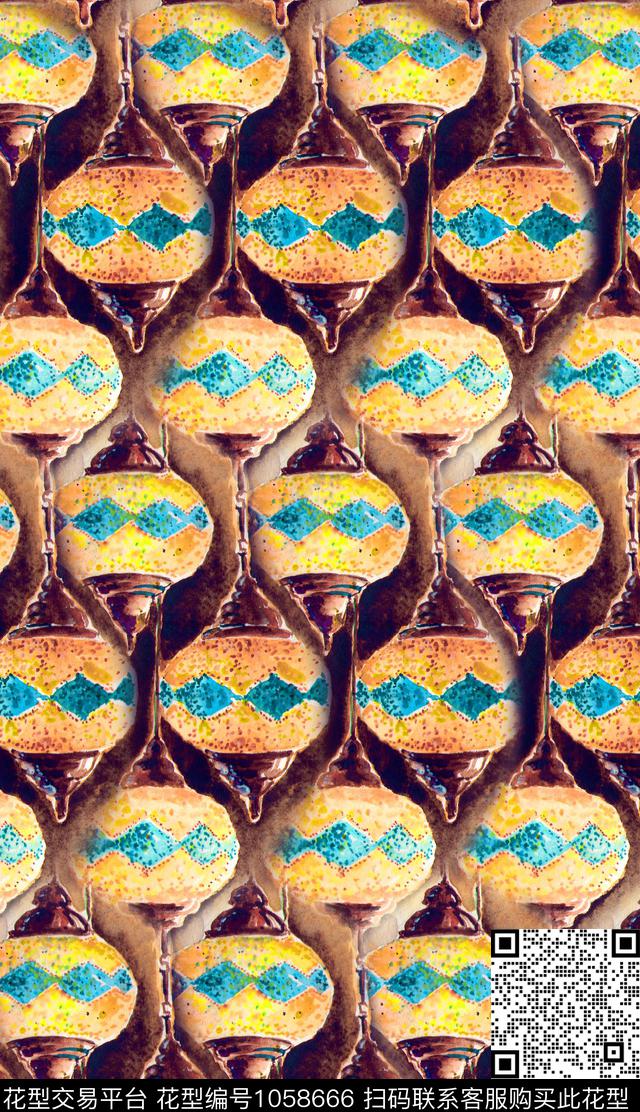 数码华亿平台民族风线条数码印花华亿平台下载（图片编号: 1058666） - 瓦栏（Walan）