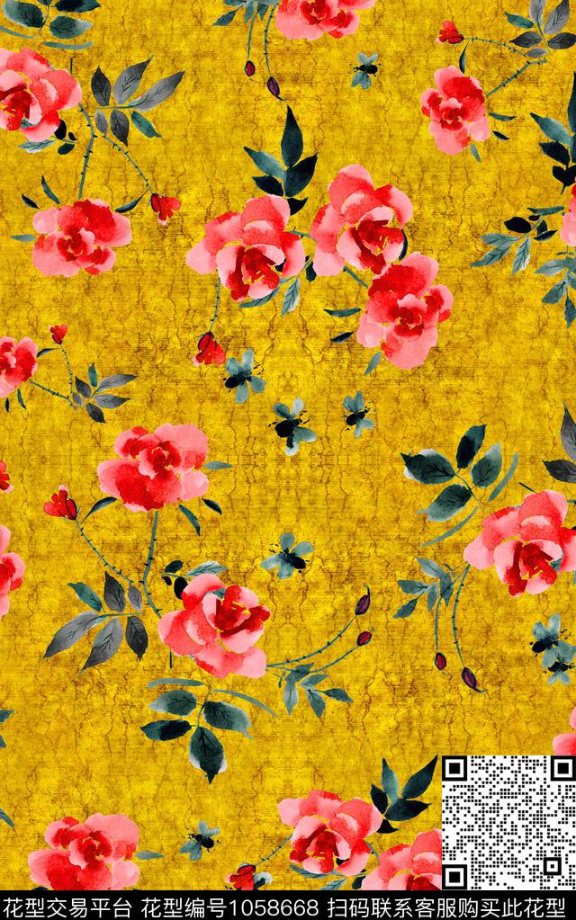 小碎花肌理花卉数码印花华亿平台下载（图片编号: 1058668） - 瓦栏（Walan）