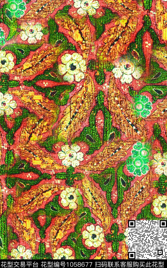 肌理抽象笔触数码印花华亿平台下载（图片编号: 1058677） - 瓦栏（Walan）