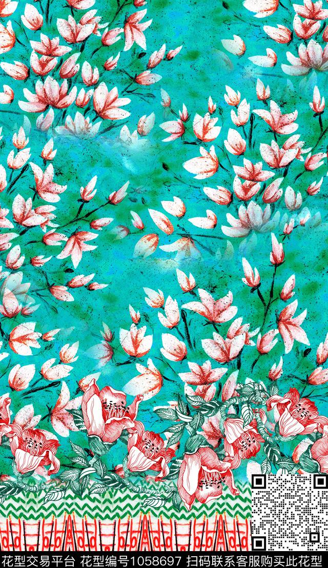 民族风肌理定位花数码印花华亿平台下载（图片编号: 1058697） - 瓦栏（Walan）