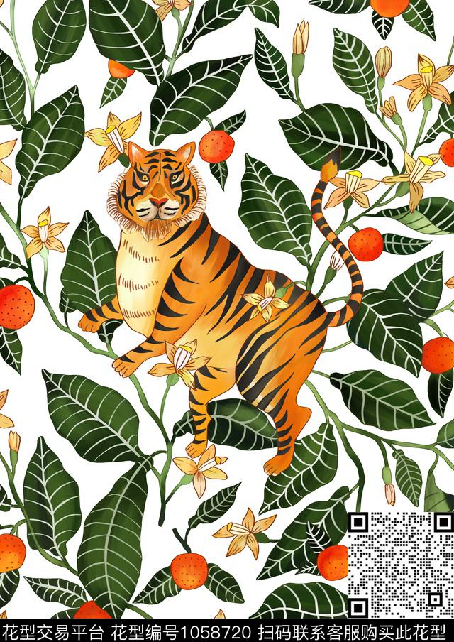 绘画动物花卉卡通动物数码印花华亿平台下载（图片编号: 1058720） - 瓦栏（Walan）