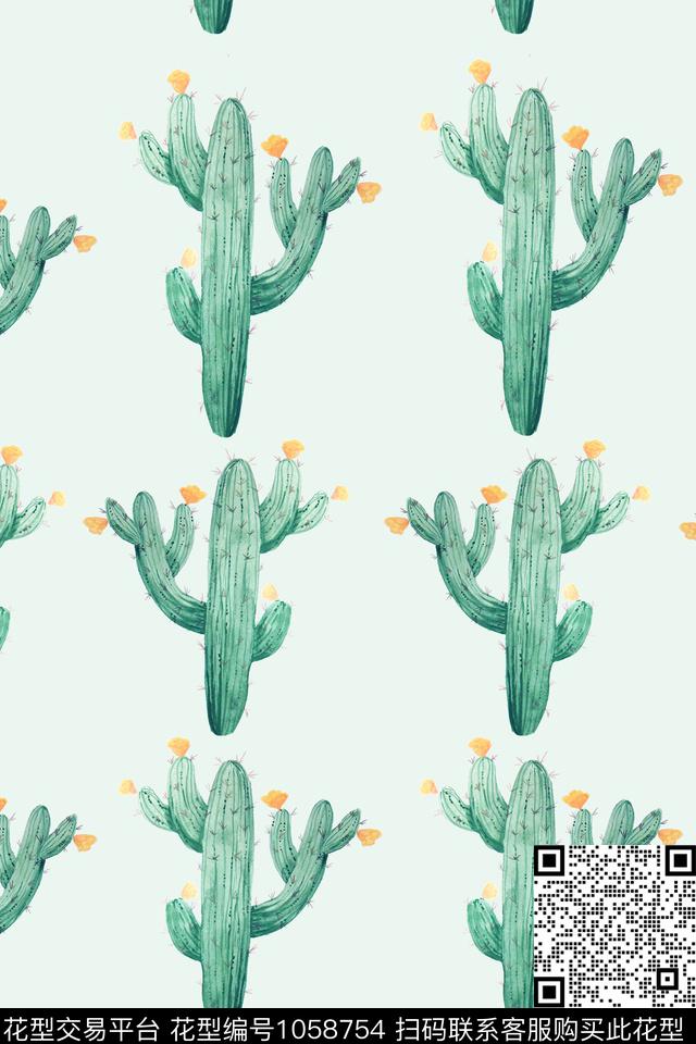 可爱仙人掌绿植传统印花华亿平台下载（图片编号: 1058754） - 瓦栏（Walan）