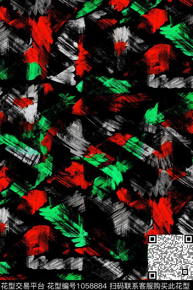 抽象暗彩纹理复古手绘数码印花华亿平台下载（图片编号: 1058884） - 瓦栏（Walan）