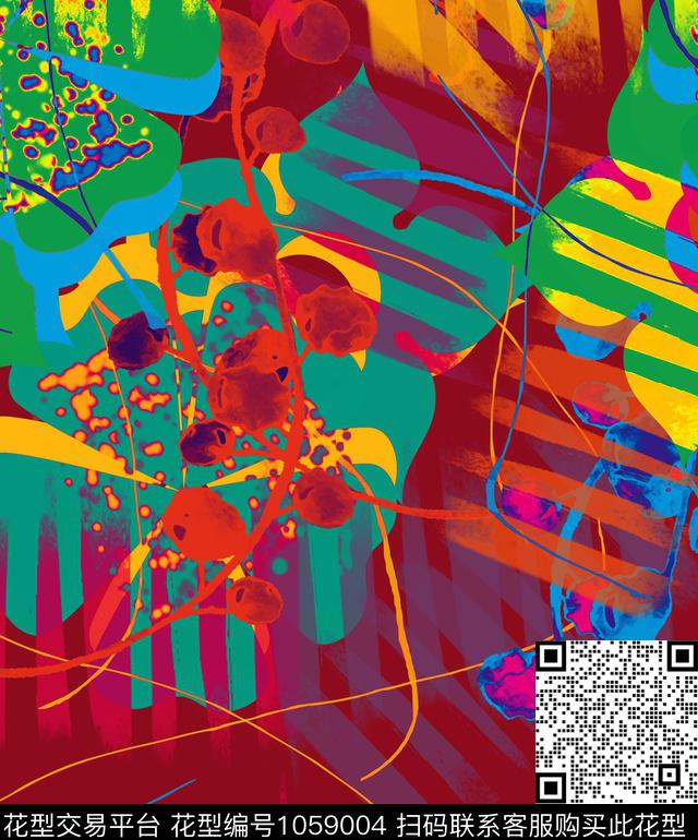 线条抽象几何数码印花华亿平台下载（图片编号: 1059004） - 瓦栏（Walan）