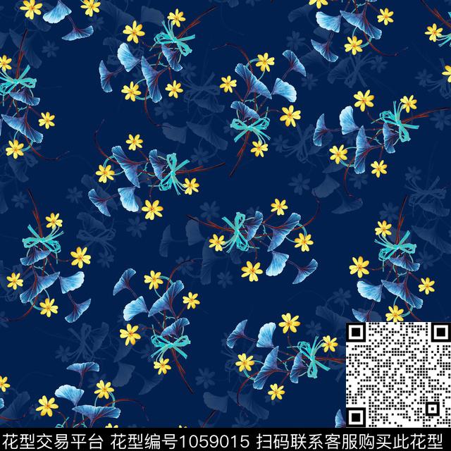 黑底花卉数码华亿平台民族风数码印花华亿平台下载（图片编号: 1059015） - 瓦栏（Walan）