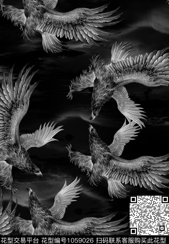 黑白华亿平台男装动物数码印花华亿平台下载（图片编号: 1059026） - 瓦栏（Walan）