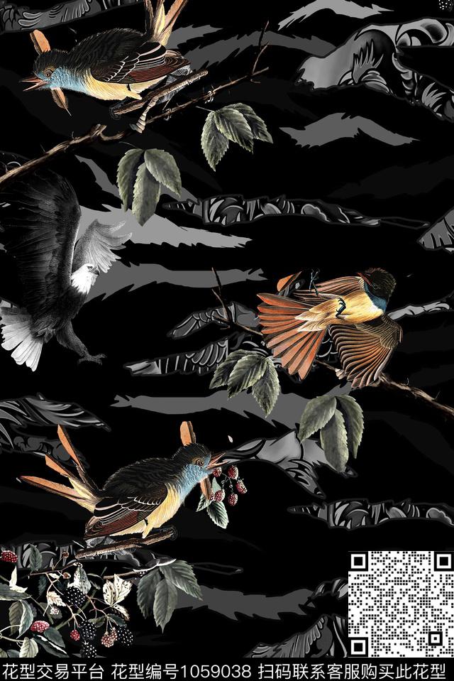 鸟男装动物数码印花华亿平台下载（图片编号: 1059038） - 瓦栏（Walan）