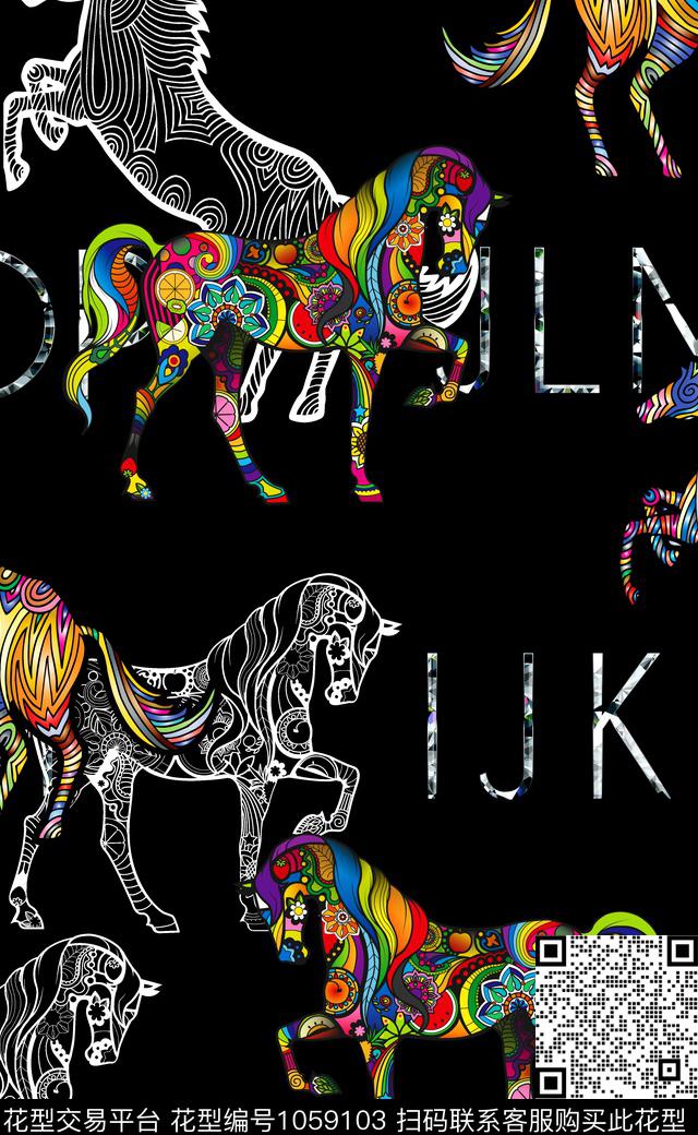 中国风数码华亿平台马数码印花华亿平台下载（图片编号: 1059103） - 瓦栏（Walan）